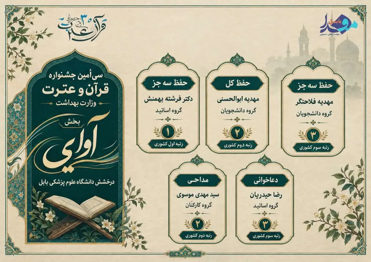 پنج عنوان کشوری دیگر برای خانواده دانشگاه علوم پزشکی بابل در جشنواره قرآن و عترت
