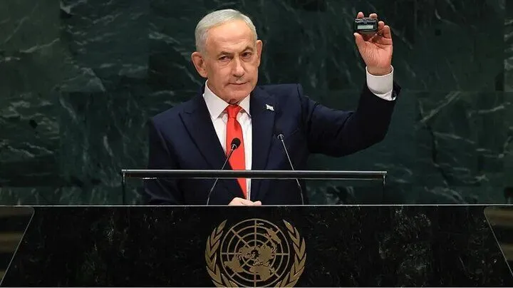اعتراض سازمان ملل به نمایش پیجر در سخنرانی نتانیاهو